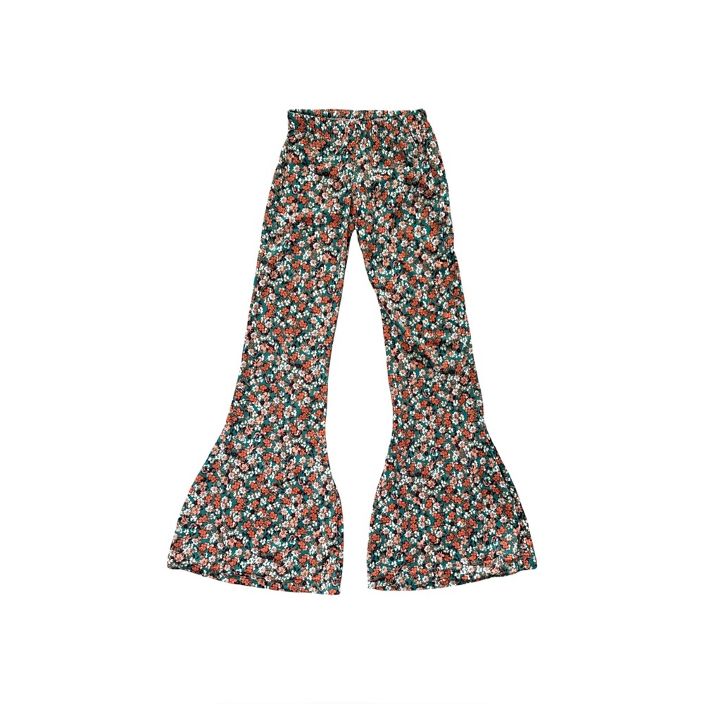 Little Barberham Girls Floral‎ Bell Bottom Pants Size 9 Boho Retro